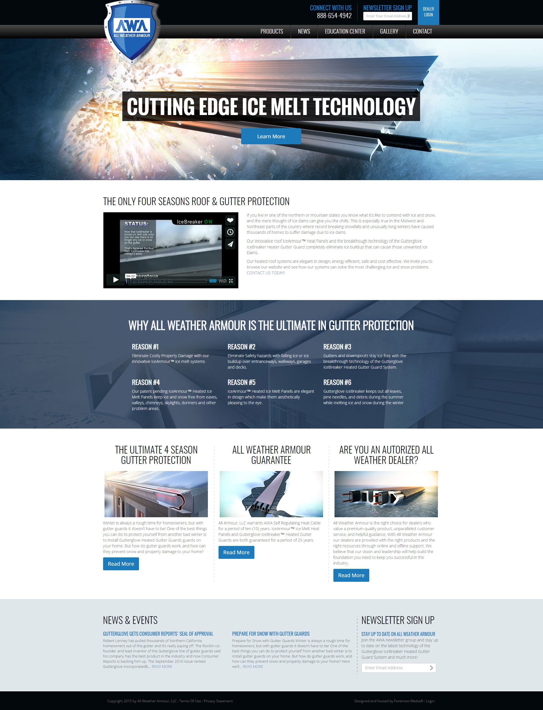 Example of the new and improved DNN website designed by Foremost Media for All Weather Armour