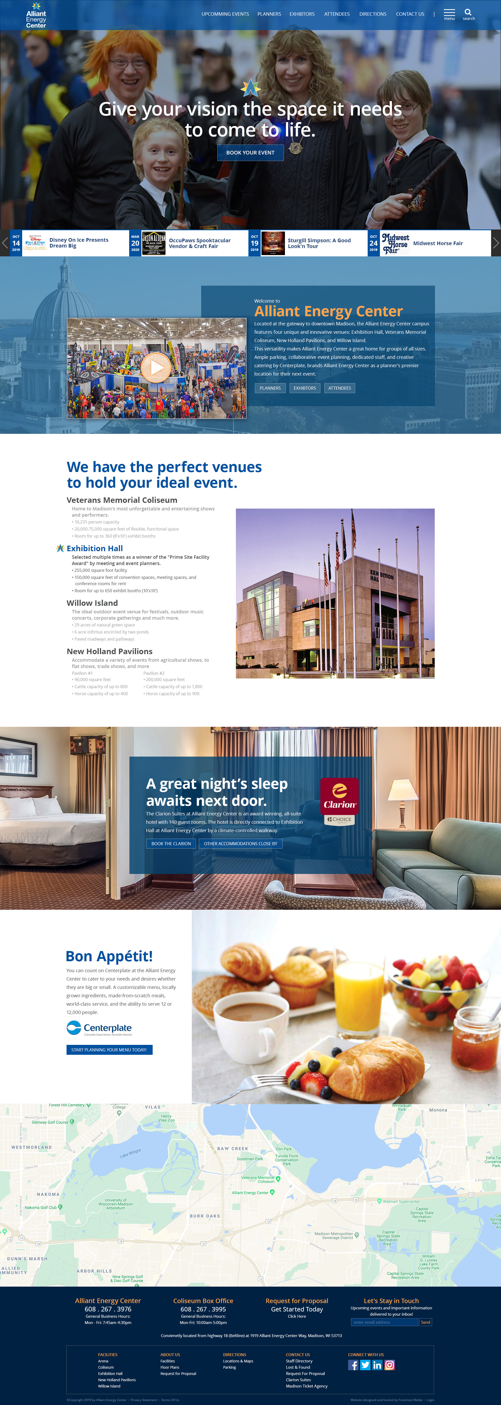 Example of the new and improved DNN website designed by Foremost Media for Alliant Energy Center