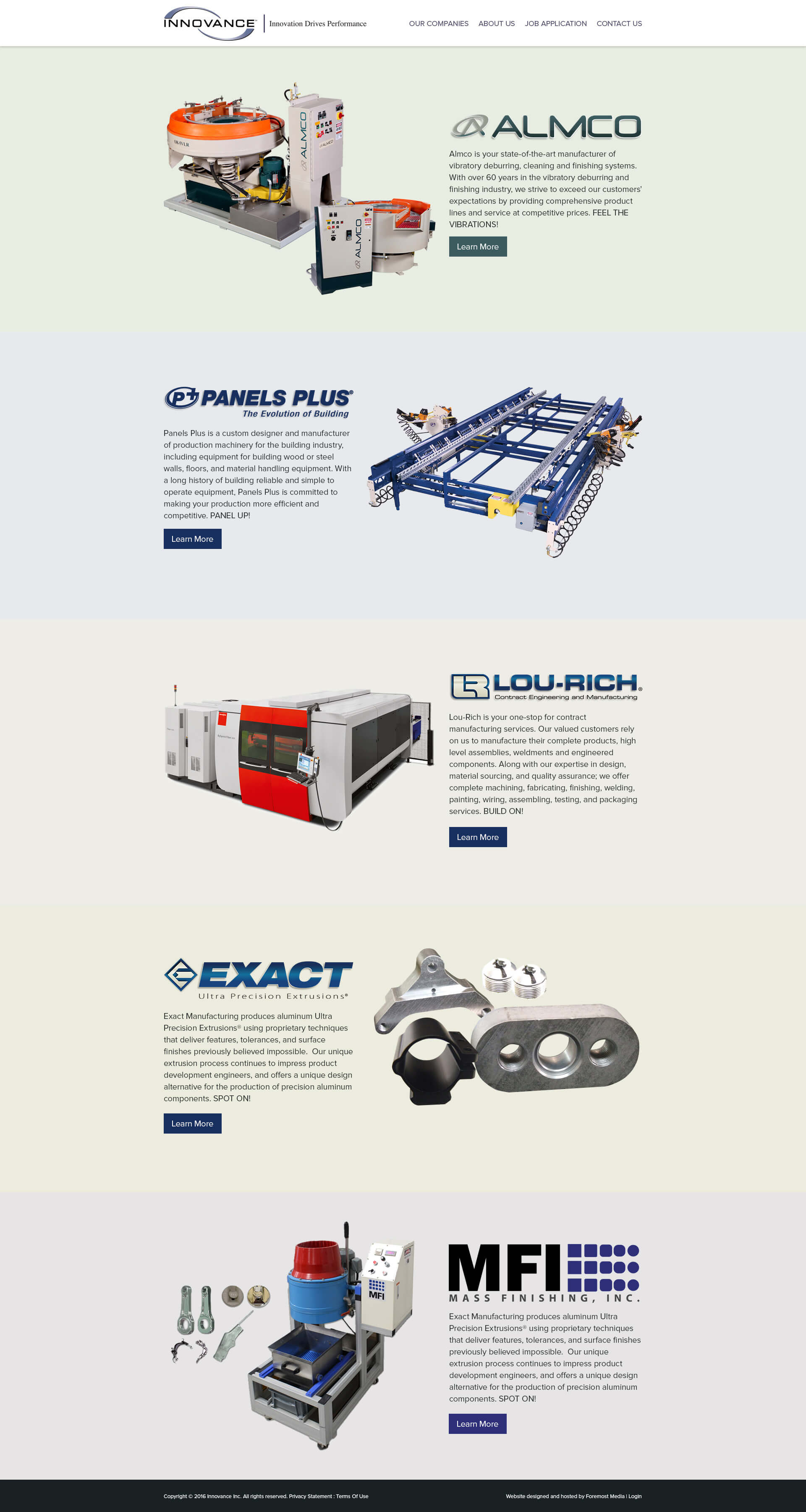 Example of the new and improved DNN website designed by Foremost Media for Innovance