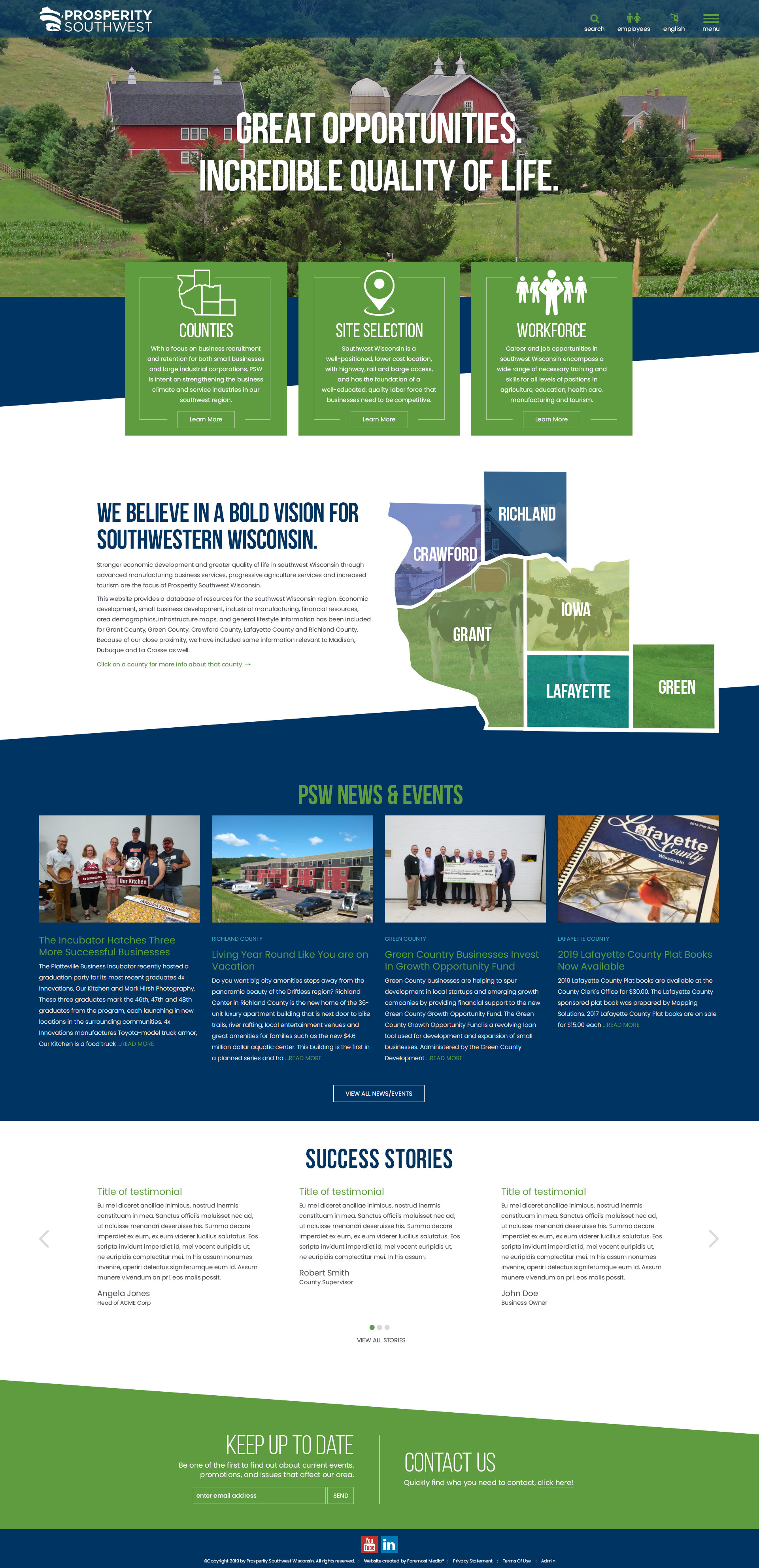 Example of the new and improved DNN website designed by Foremost Media for Prosperity Southwest