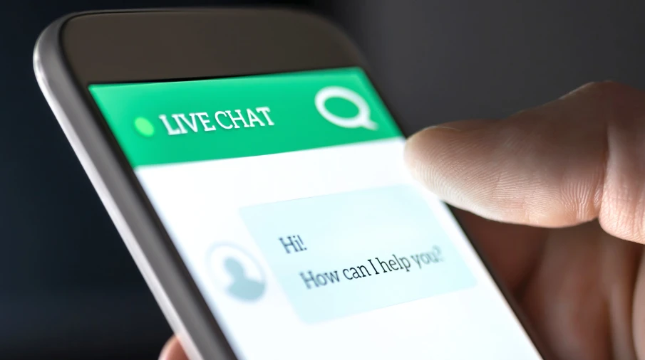 live chat message on mobile phone