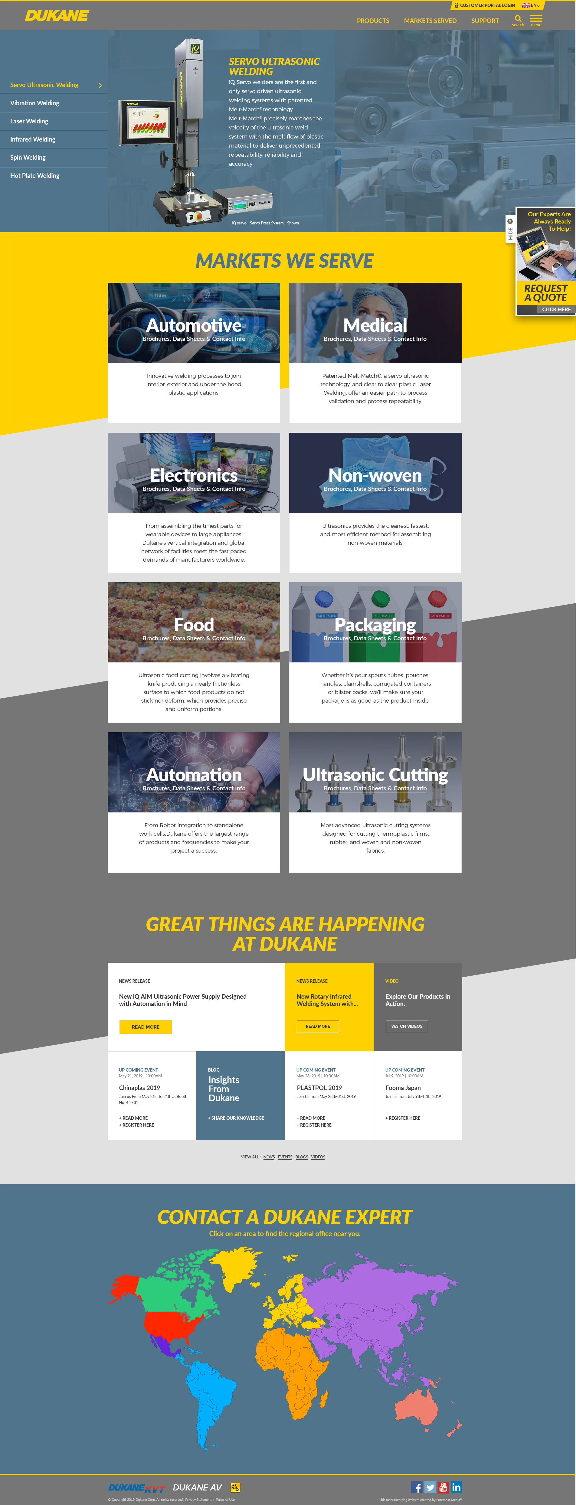 Example of the new and improved WordPress website designed by Foremost Media for Dukane