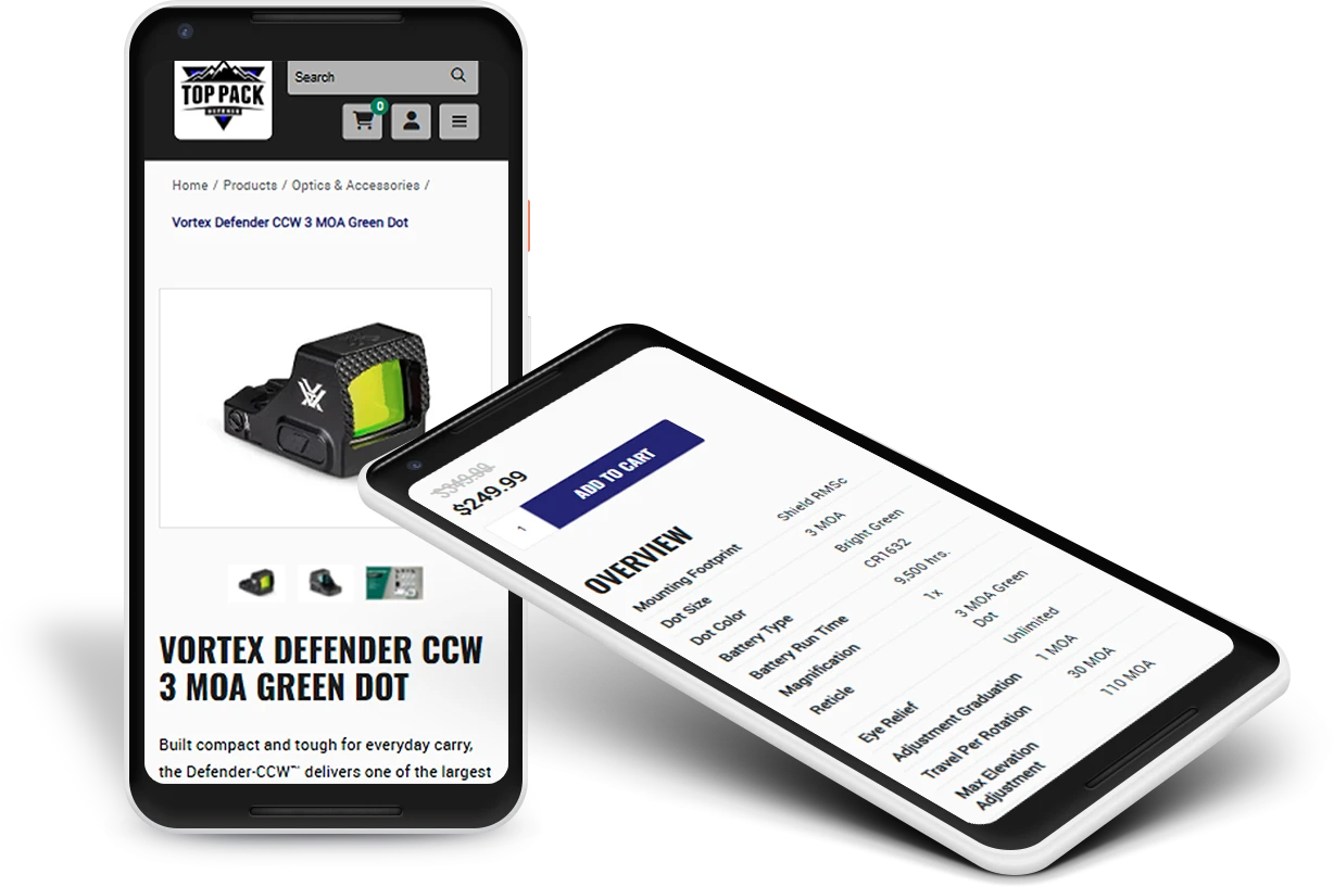 interior product page design on phone mock ups