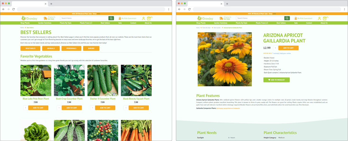 interior page mockups on browser windows