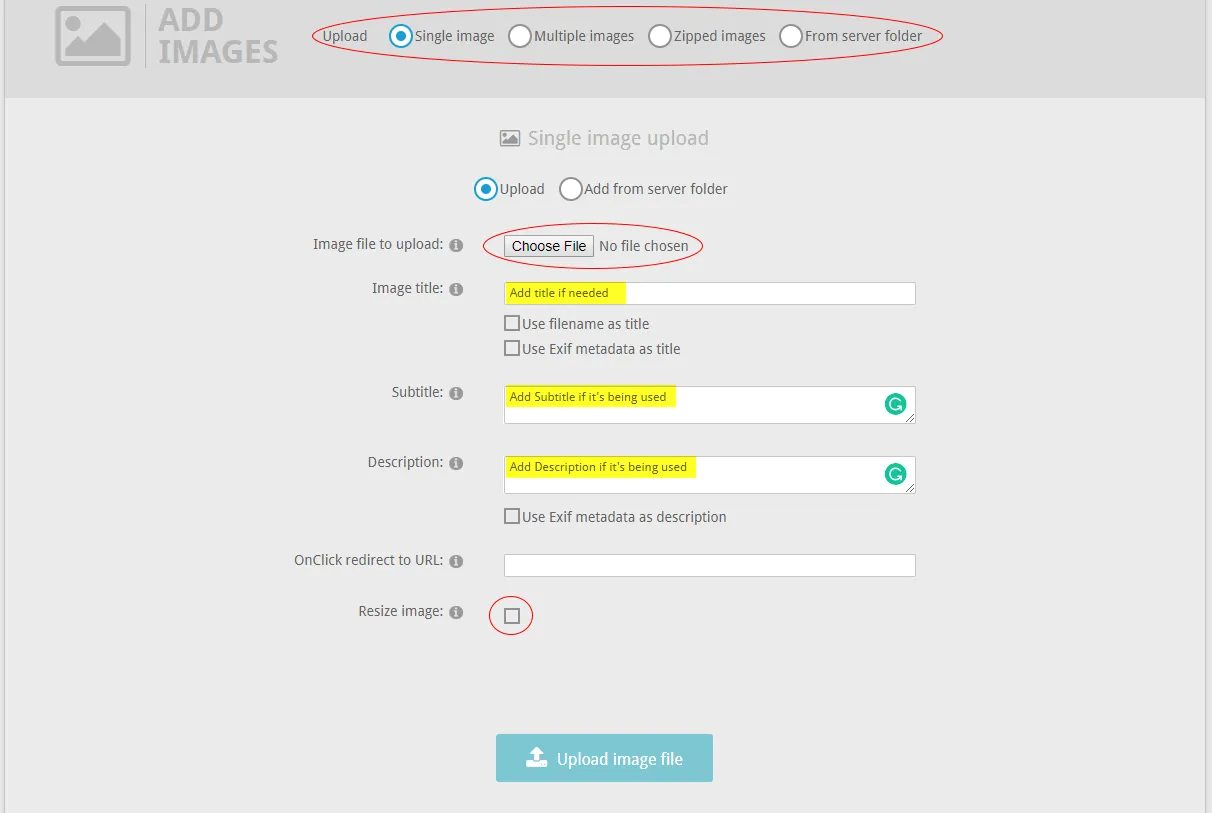 Image Uploading Panel