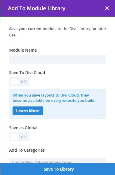 Screenshot of the Divi Module Library