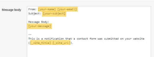 ccontact form 7 message body
