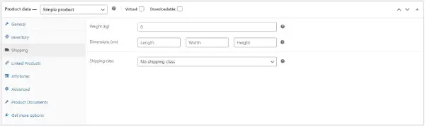 wooCommerce admin interface