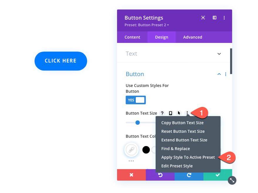 Applying single style option to current preset