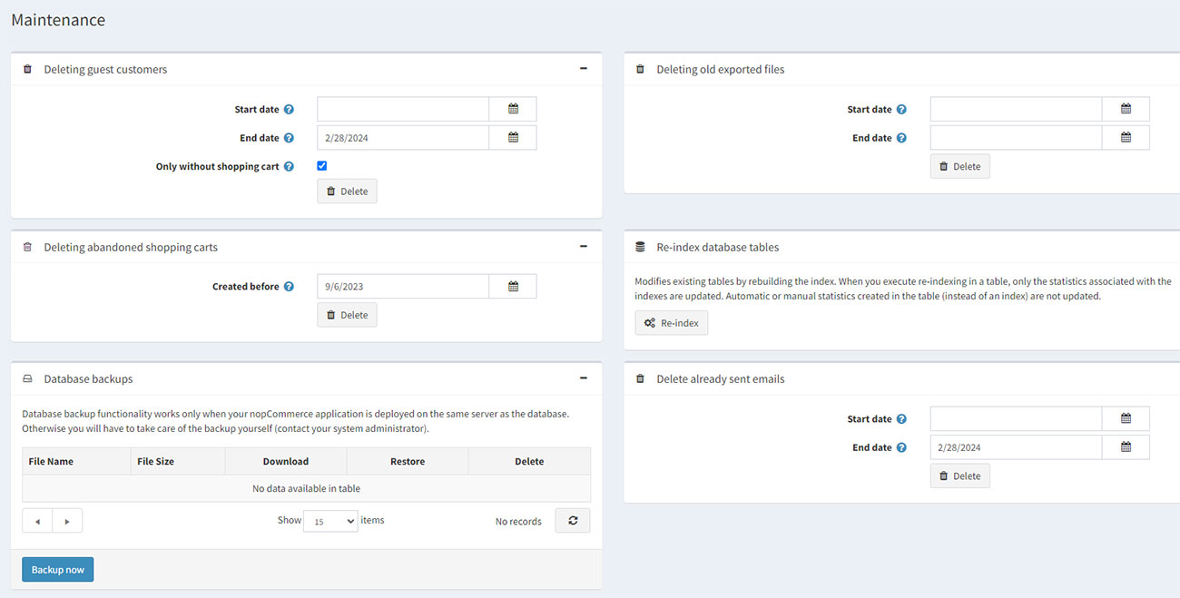 Screen Shot Of The Maintenance Window In nopCommerce Screen Shot Of The Maintenance Window In Nop Commerce